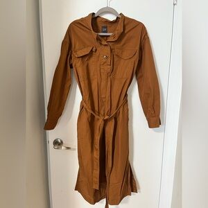 GAP Tan Button-Up Shirt dress